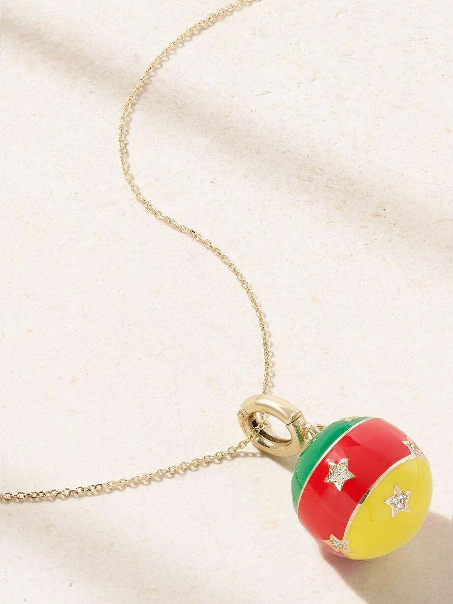 14-karat gold, enamel and diamond necklace by LAUREN RUBINSKI