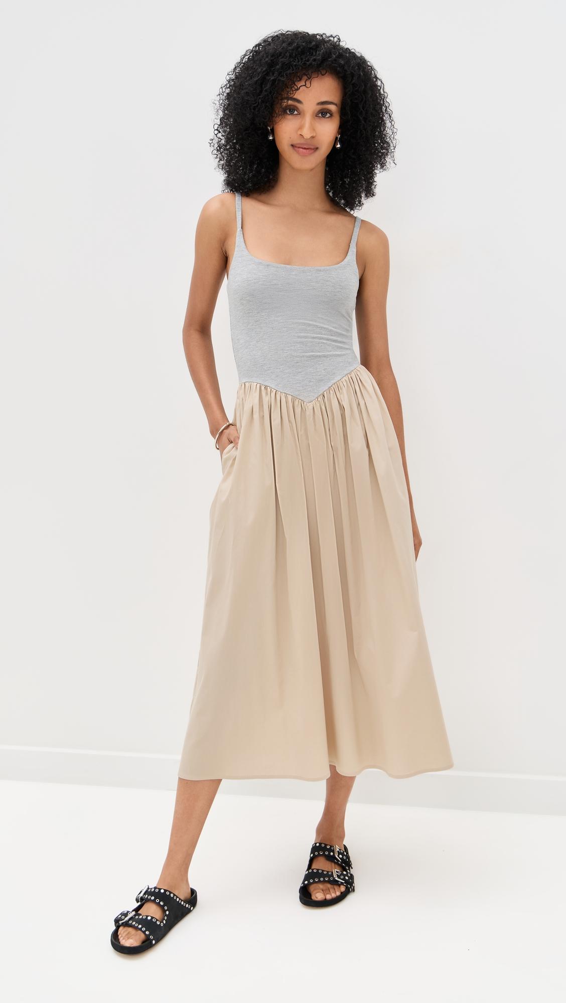 Alix Mixed Fabric Tank Dress by LE BOP