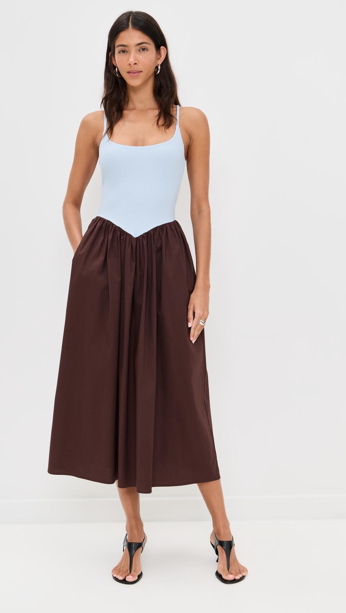 Alix Mixed Fabric Tank Dress by LE BOP
