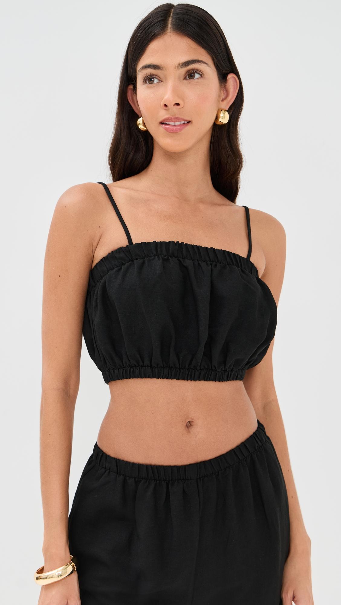 Camille Cropped Linen Top by LE BOP