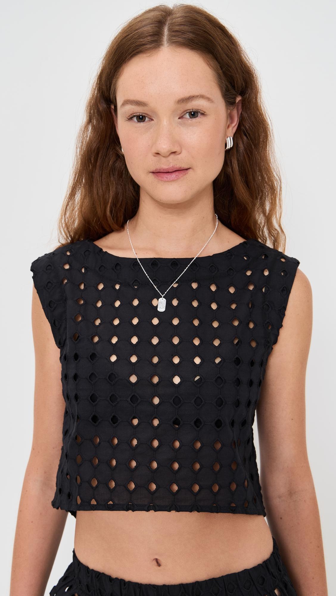 Eyelet Odette Cropped Top by LE BOP