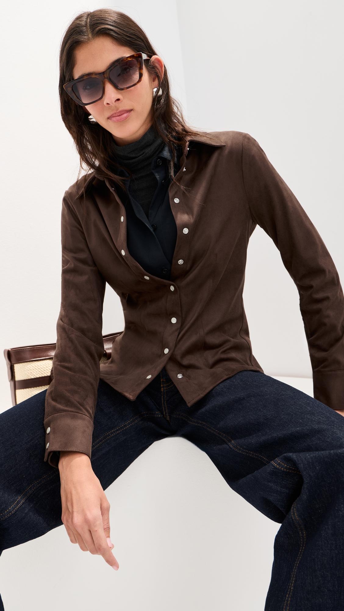 Jolene Faux Suede Shirt by LE BOP