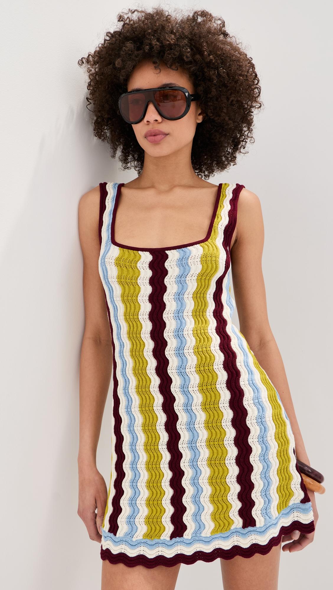 Nadia Wavy Stripe Mini Dress by LE BOP
