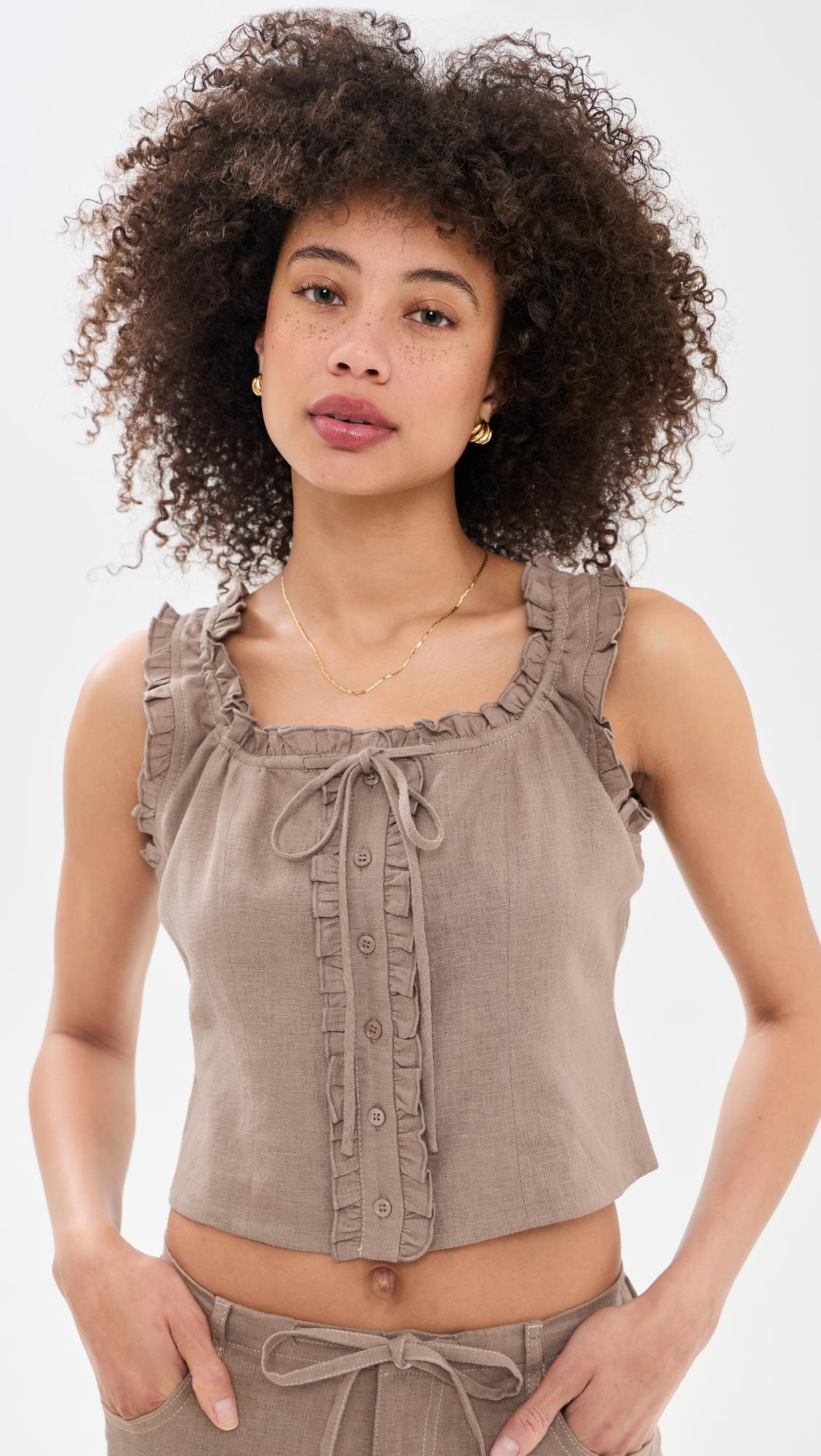 Linen Ruffle Cami by LE JEAN