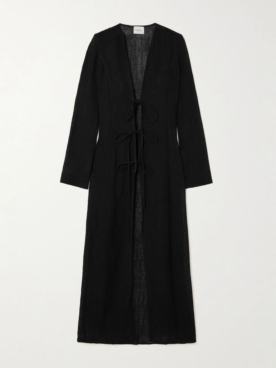Dehmit tie-detailed linen-gauze maxi dress by LE KASHA