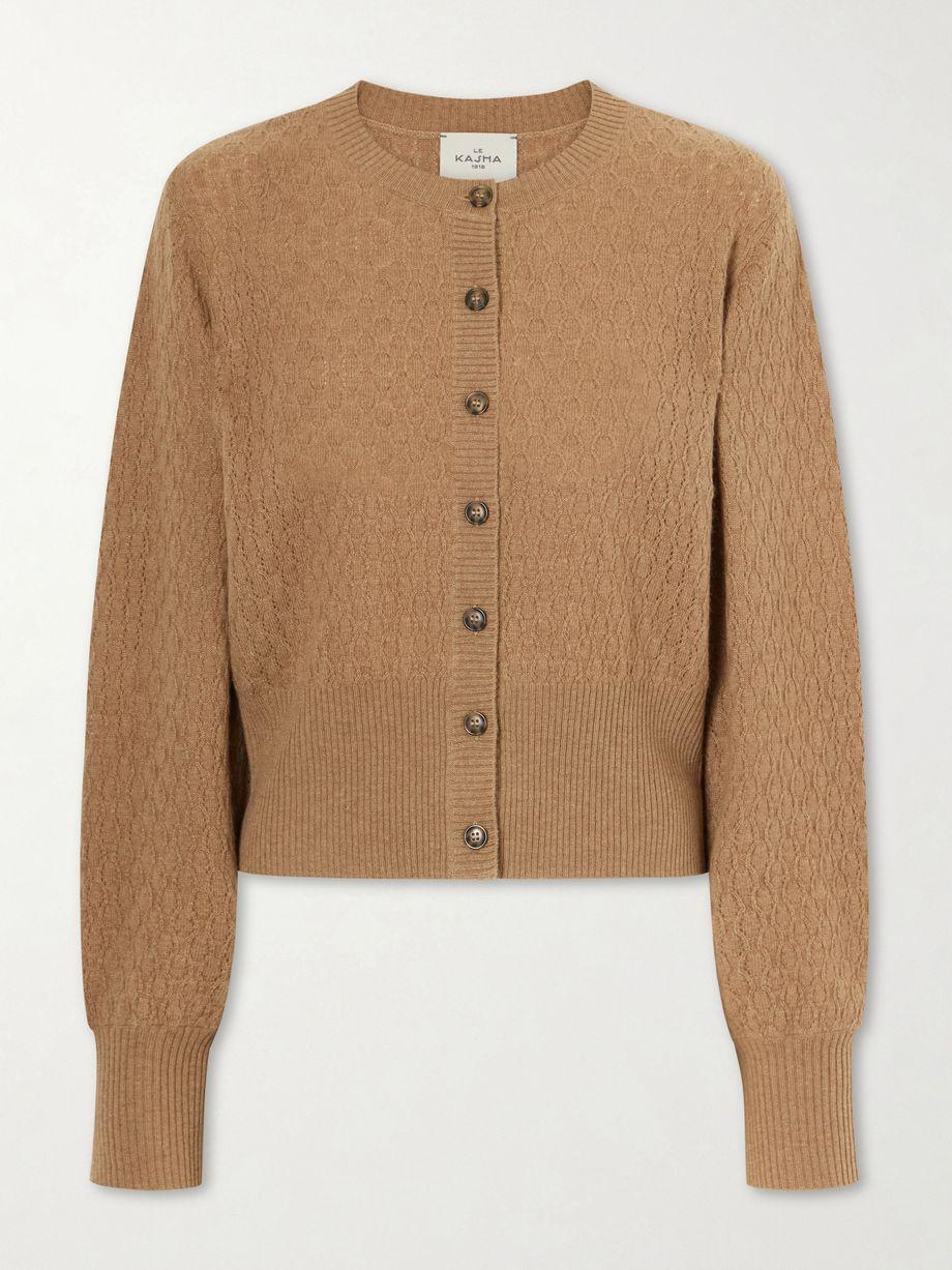 Gaya pointelle knit cashmere cardigan by LE KASHA