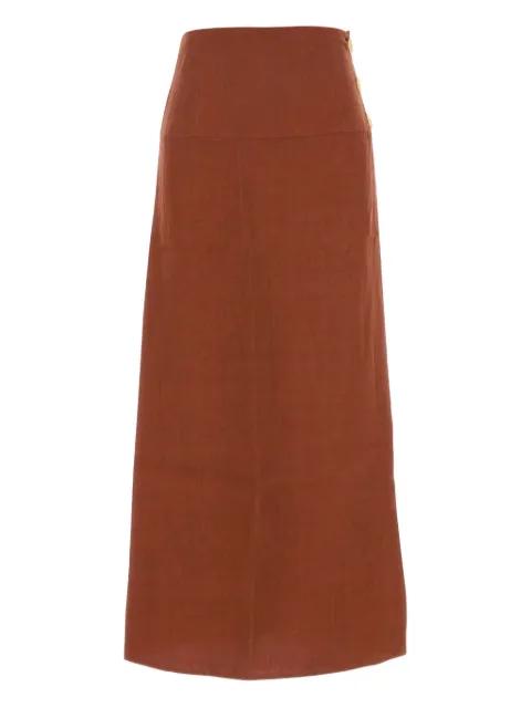 Haifal button-fastening linen maxi skirt by LE KASHA