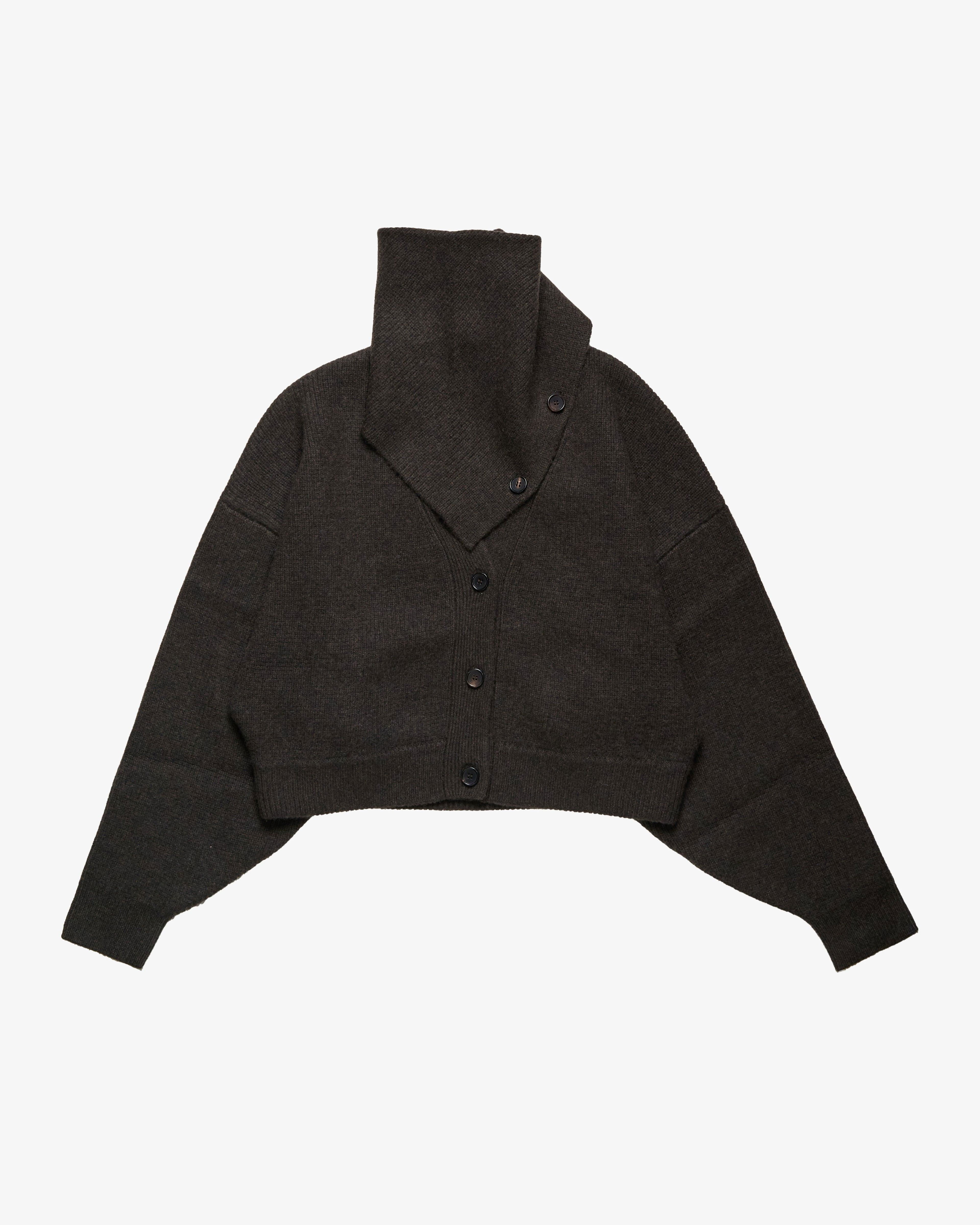 LE KASHA - Women's Derios Cardigan With Detachable Scarf - (Dark Brown942) by LE KASHA