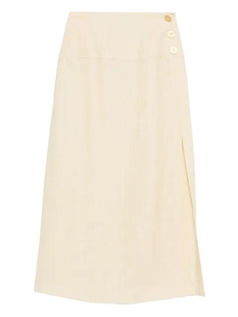 button-front split skirt by LE KASHA