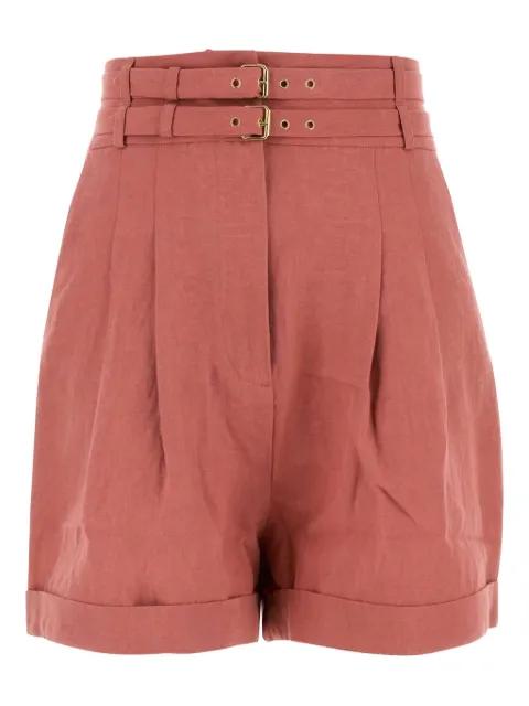 double-buckle linen shorts by LE KASHA