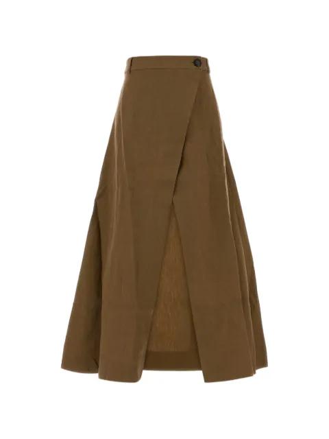 wrap-front linen skirt by LE KASHA