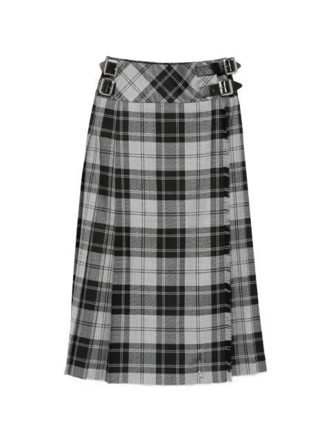 buckle plaid midi skirt by LE KILT