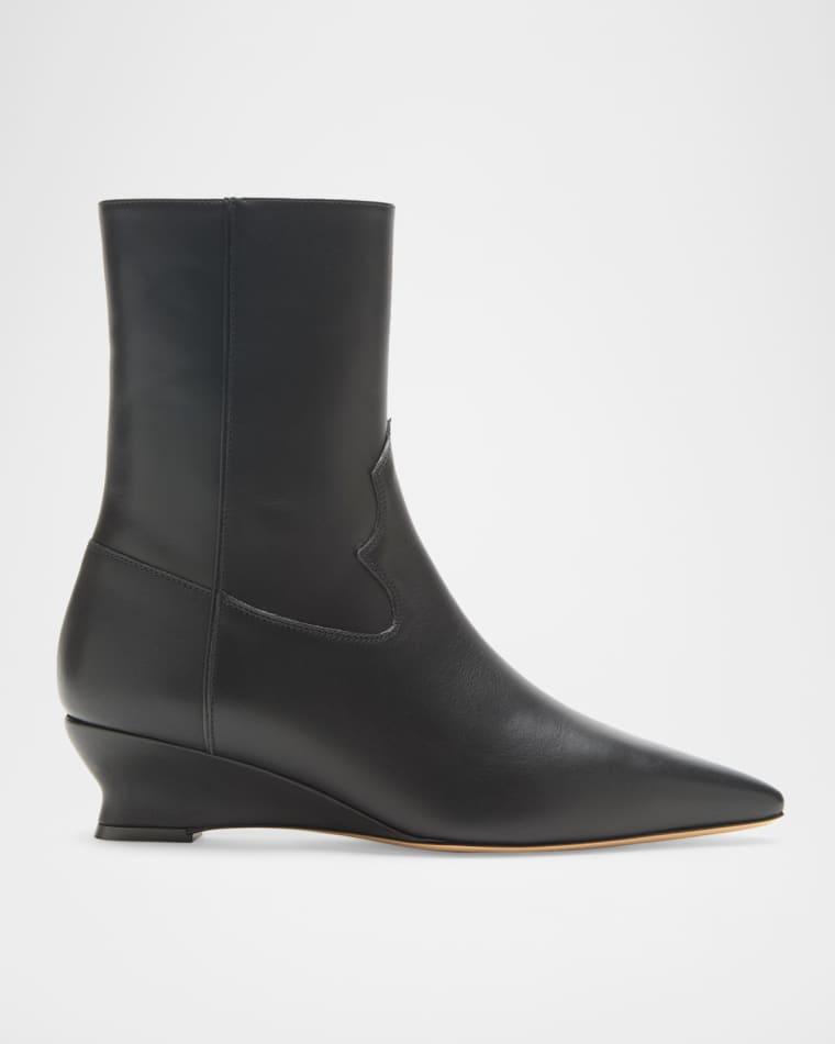 40mm Camille Leather Wedge Ankle Boots by LE MONDE BERYL