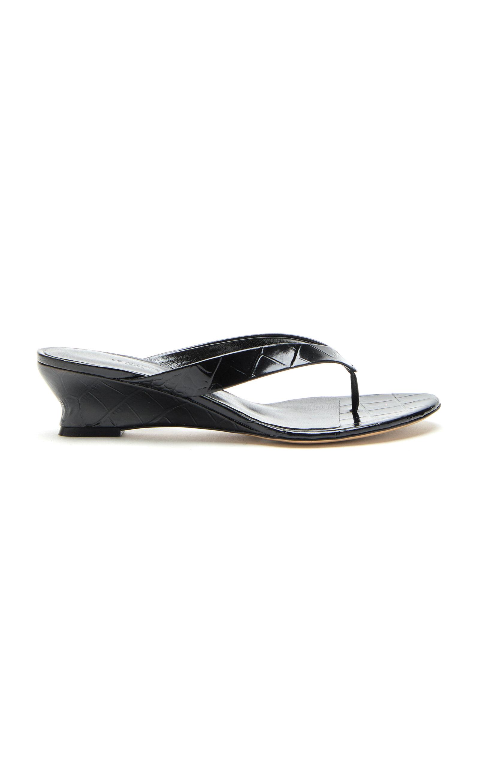 Le Monde Beryl Micro Wedge Croc-Leather Thong Sandals - Moda Operandi by LE MONDE BERYL