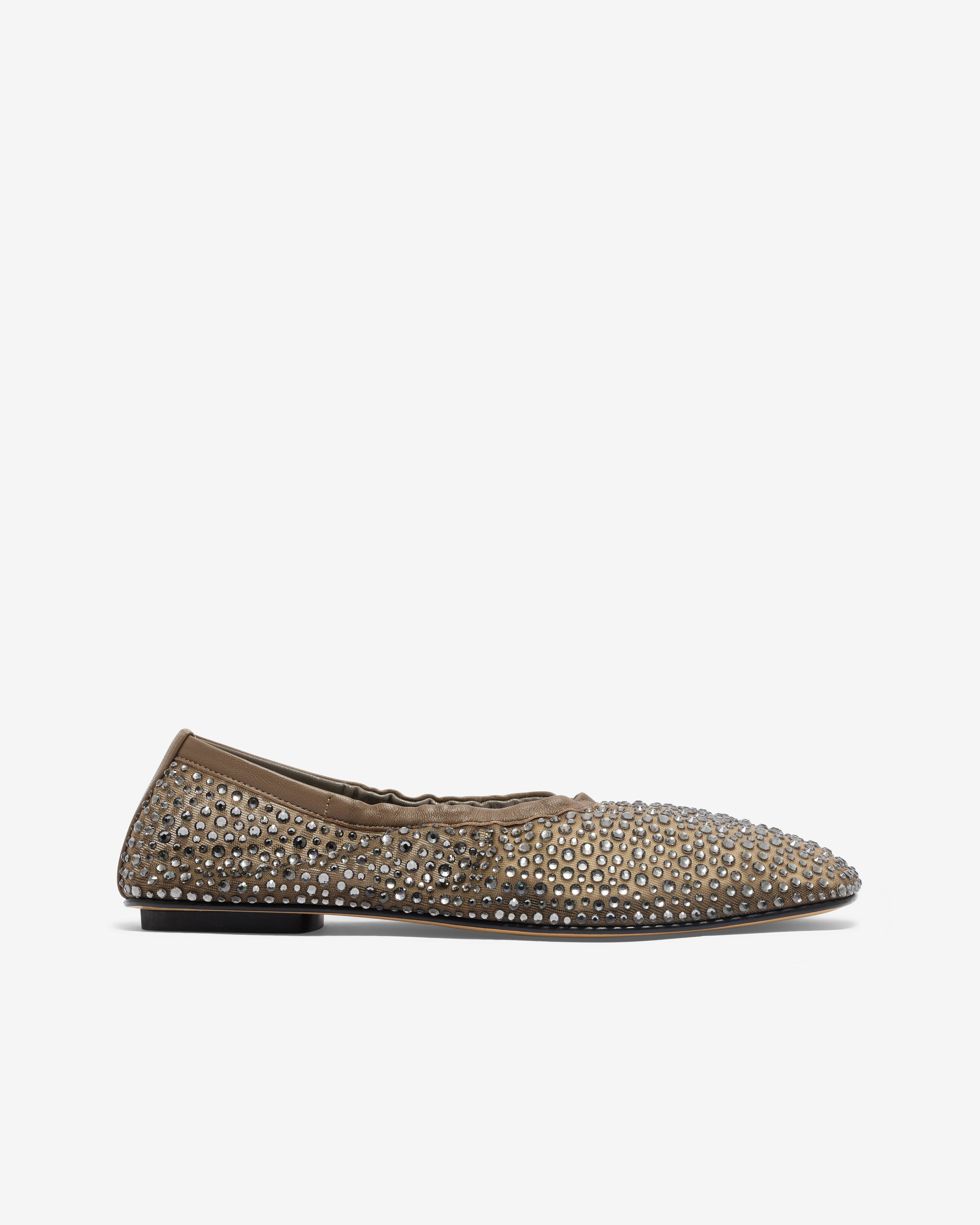 Le Monde Beryl - Women's Mica Flat Elastic - (Smokey Mesh Crystals) by LE MONDE BERYL