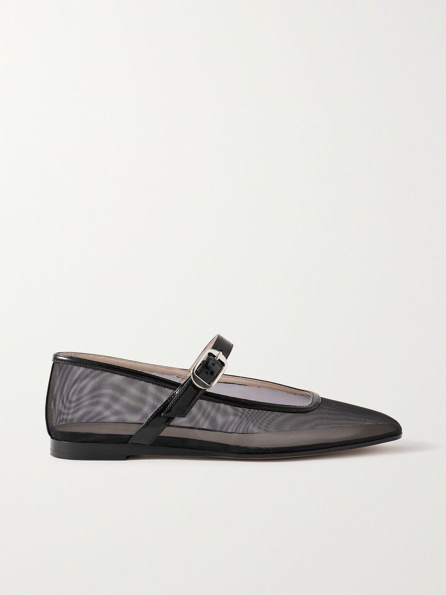 Patent leather-trimmed mesh Mary Jane ballet flats by LE MONDE BERYL
