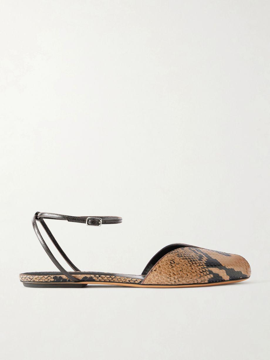 Valetta snake-effect leather flats by LE MONDE BERYL