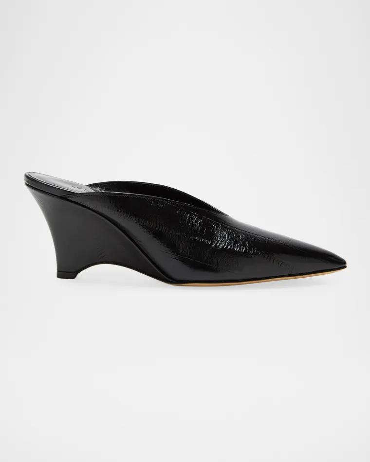 Victoria Eel-Embossed Leather Wedge Mules by LE MONDE BERYL