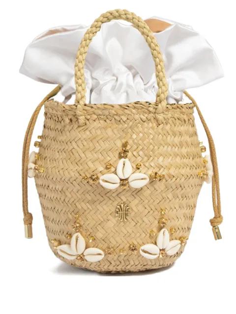 seashell-embellished bucket bag by LE NINE