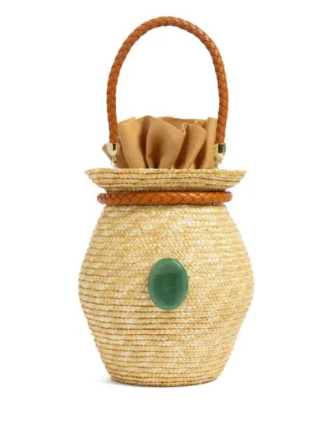 woven top-handle tote bag by LE NINE