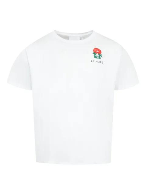 floral-embroidered T-shirt by LE PERE