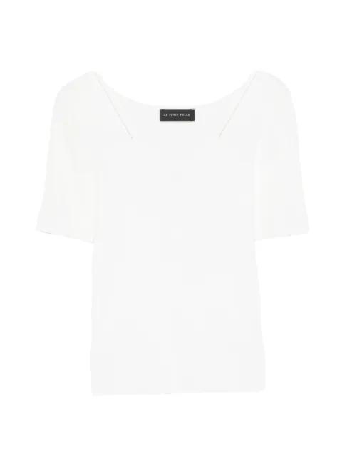 double-strap ribbed-knit T-shirt by LE PETIT PULLE