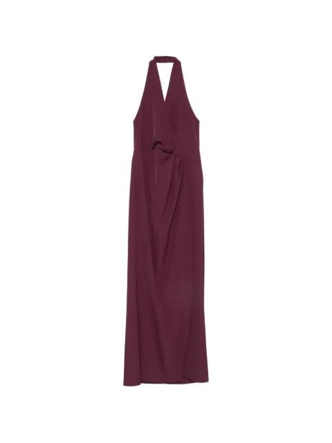 pleated-detail halterneck maxi dress by LE RJTANGE
