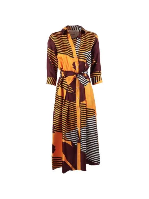abstract-print belted shirt dress by LE SARTE PETTEGOLE