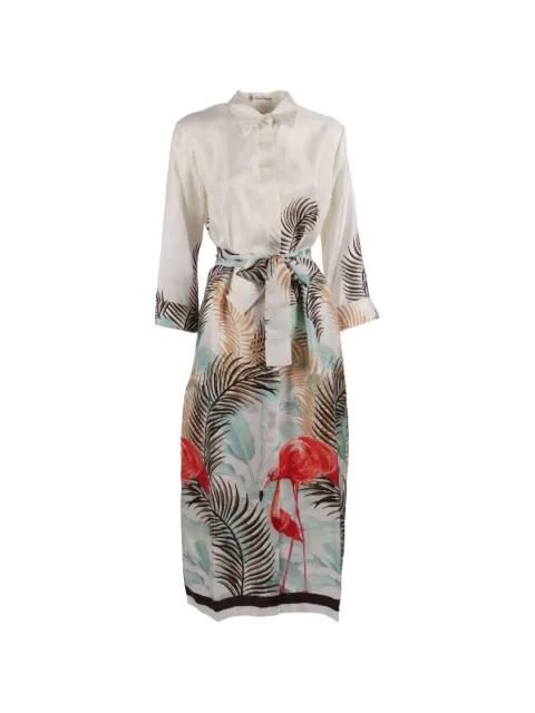 flamingo-print belted shirt dress by LE SARTE PETTEGOLE