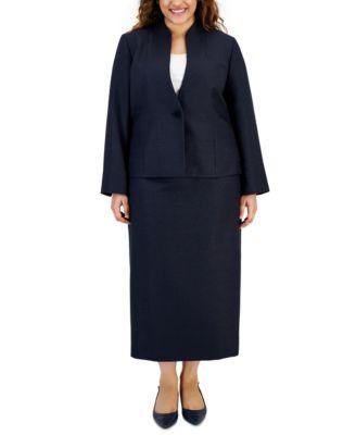 Plus Size Shimmer Tweed Jacket & Midi Skirt by LE SUIT