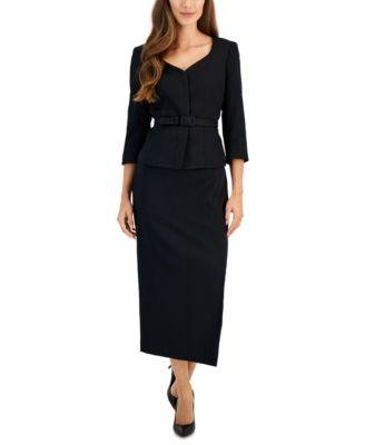 Women's 3/4-Sleeve Belted Jacket & Midi Skirt by LE SUIT