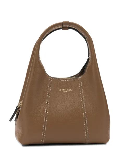 contrast-stitch grained-leather mini bag by LE TANNEUR