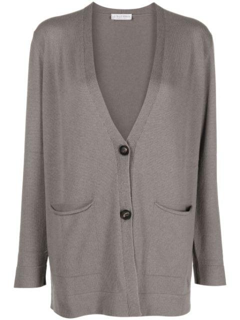 V-neck fine-ribbed cardigan by LE TRICOT PERUGIA