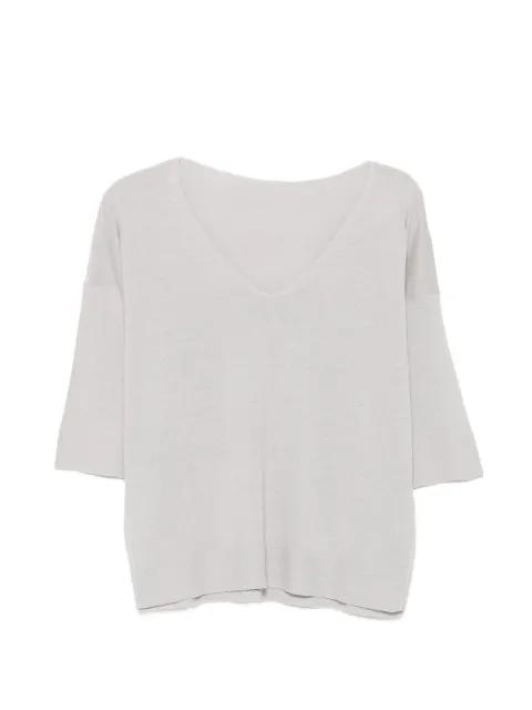 V-neck short-sleeve sweater by LE TRICOT PERUGIA