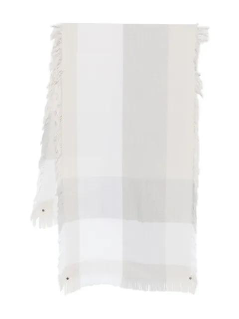 checked-pattern fringed scarf by LE TRICOT PERUGIA