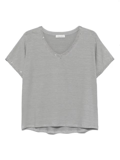 sequined-trim T-shirt by LE TRICOT PERUGIA