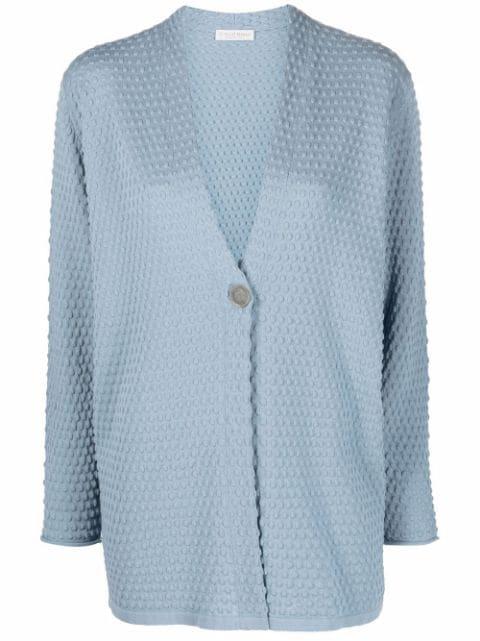 textured button-front cardigan by LE TRICOT PERUGIA