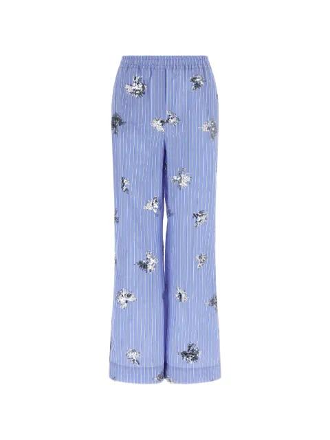 sequin-embroidered striped trousers by LE TWINS