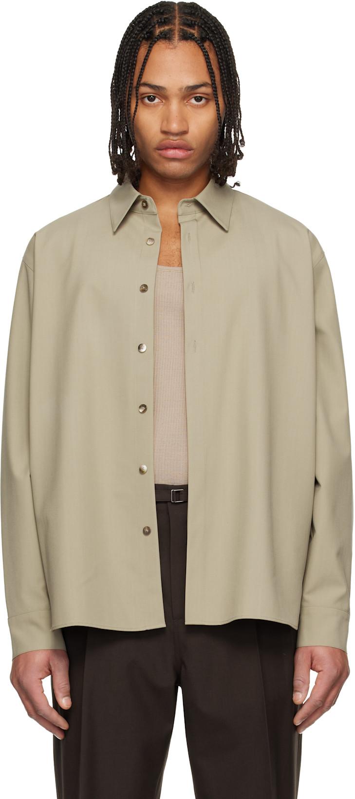 Beige Classic Wool-Blend Shirt by LE17SEPTEMBRE