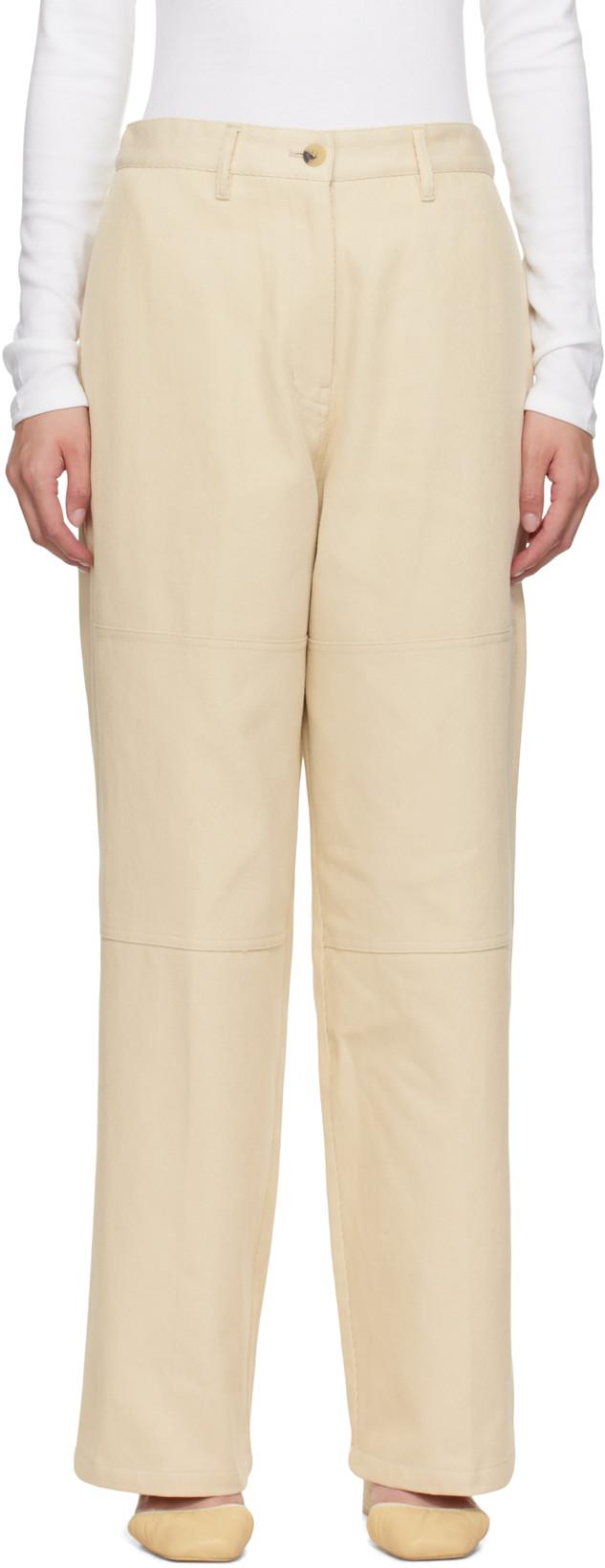 Beige Cotton Twill Work Trousers by LE17SEPTEMBRE