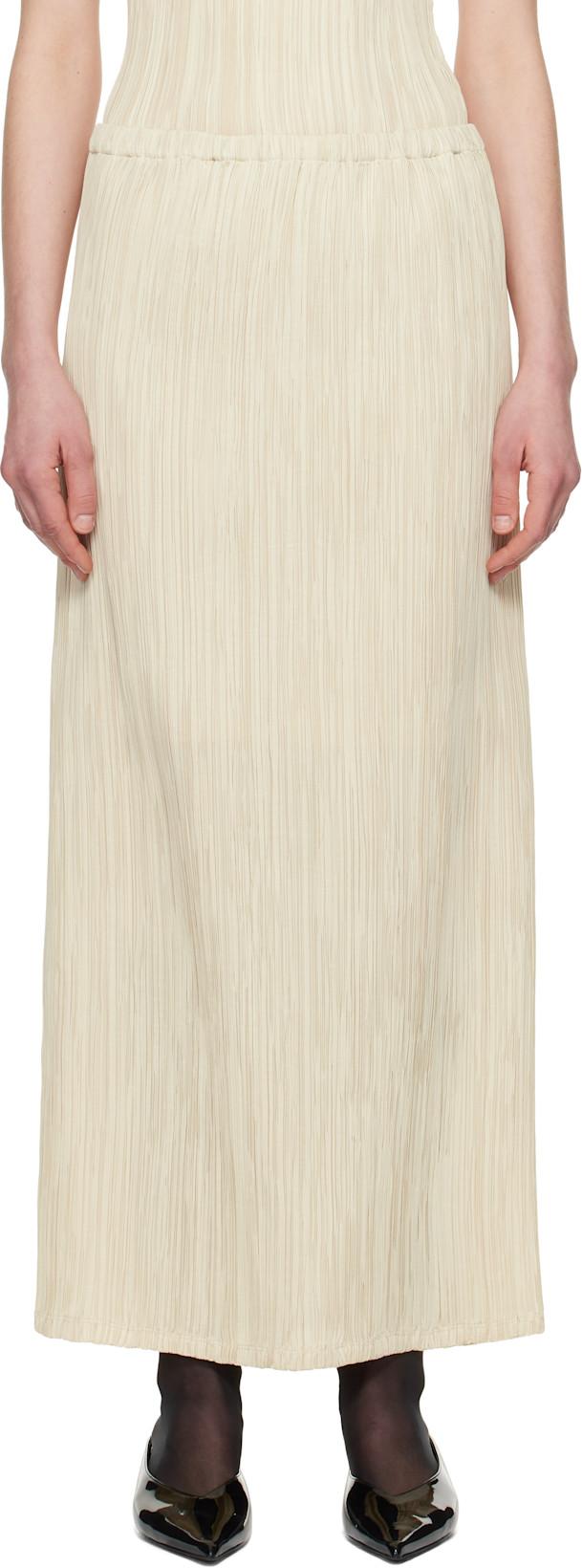 Beige Freya Pleats Midi Skirt by LE17SEPTEMBRE