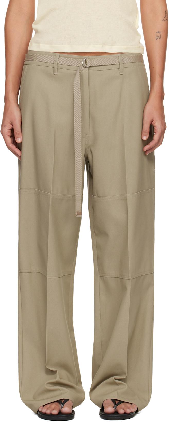 Beige Twill Paneled Trousers by LE17SEPTEMBRE