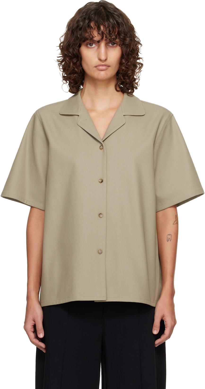 Beige Twill Short Sleeve Shirt by LE17SEPTEMBRE