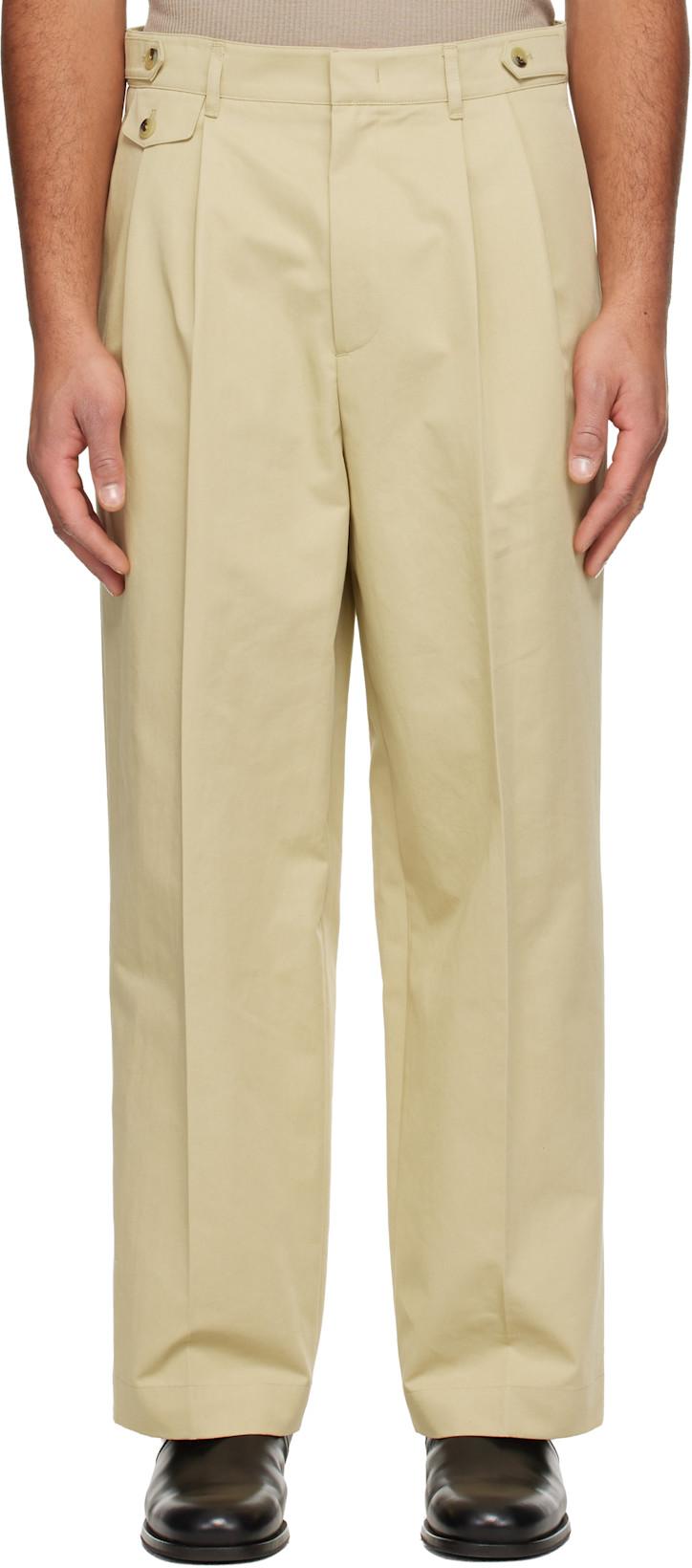 Beige Two Tuck Trousers by LE17SEPTEMBRE