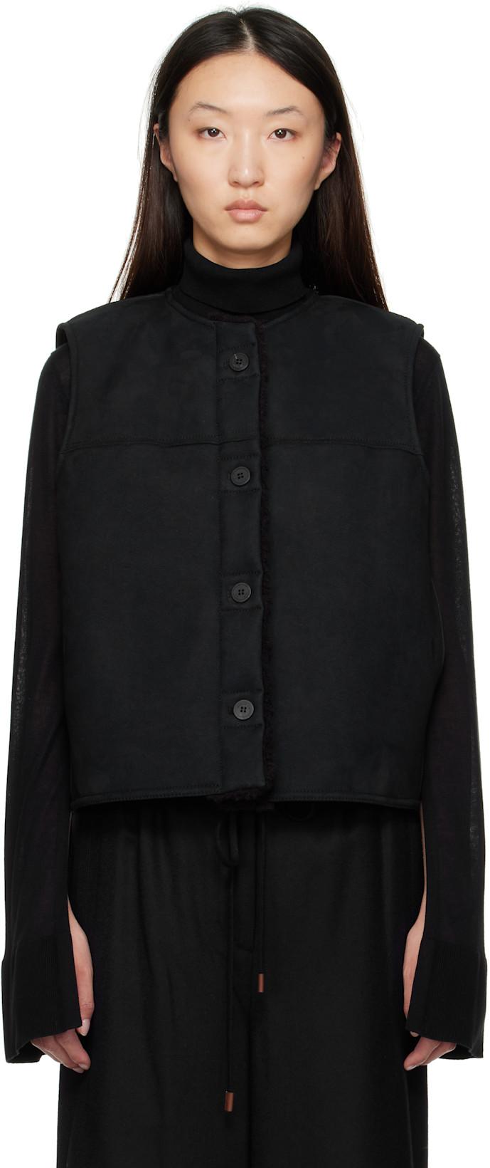 Black Faux-Shearling Reversible Vest by LE17SEPTEMBRE