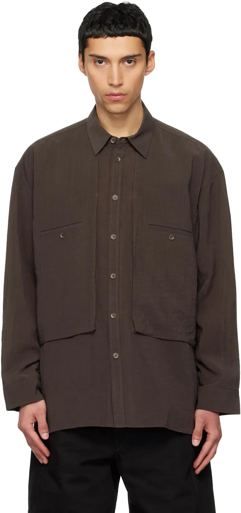 Brown Oversized Cargo Pocket Shirt by LE17SEPTEMBRE