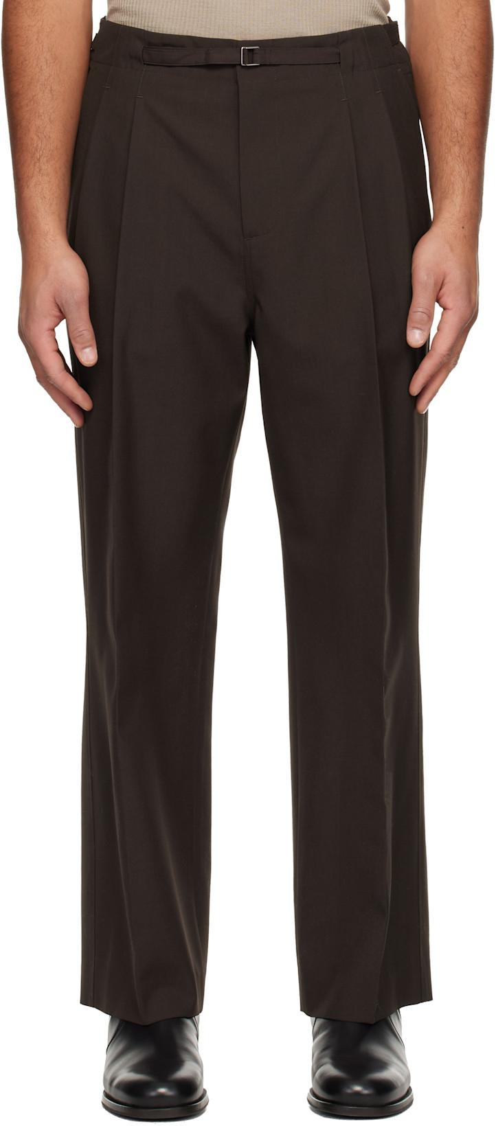 Brown Pleat Belted Trousers by LE17SEPTEMBRE