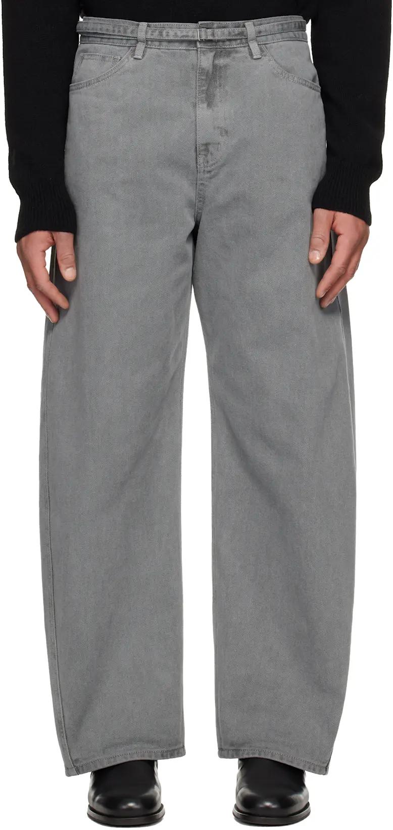 Gray Garment-Dyed Curved Jeans by LE17SEPTEMBRE
