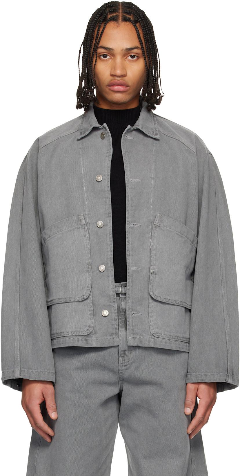 Gray Garment-Dyed Hunting Denim Jacket by LE17SEPTEMBRE