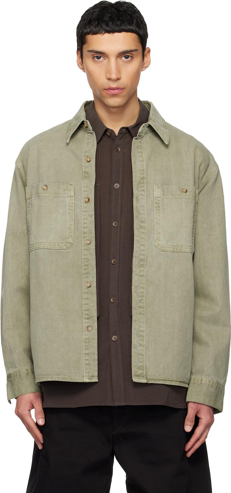 Green Garment-Dyed Denim Shirt by LE17SEPTEMBRE